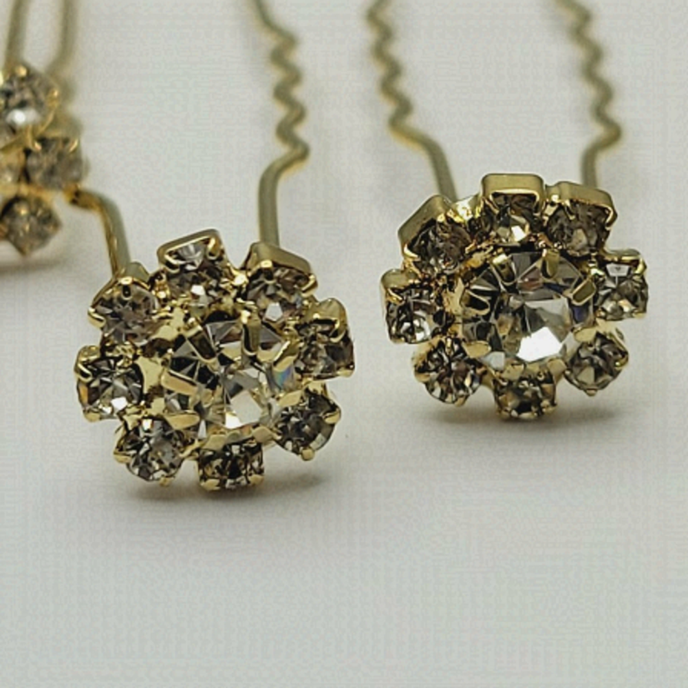 Gold Tone Wedding Crystal Hairpins